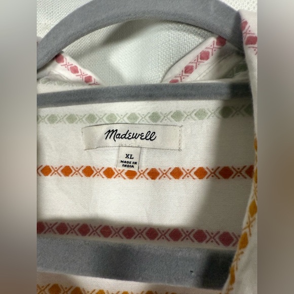 Madewell Daily Cotton Shirt in White Jacquard Rainbow Stripe XL - Picture 6 of 8
